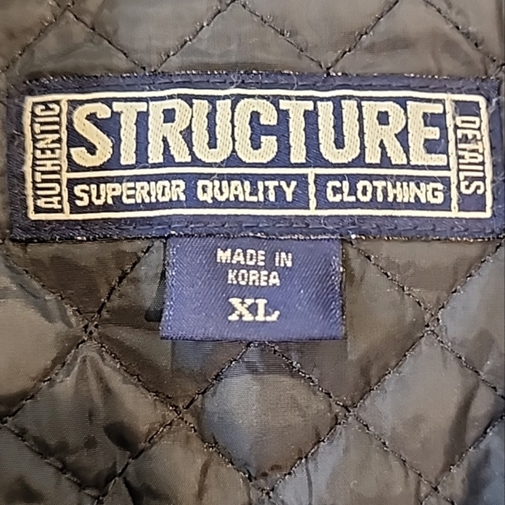Structure Fleck Jacket Wool Quilt Lining Gray Full Zip Size X Large - Picture 4 of 4